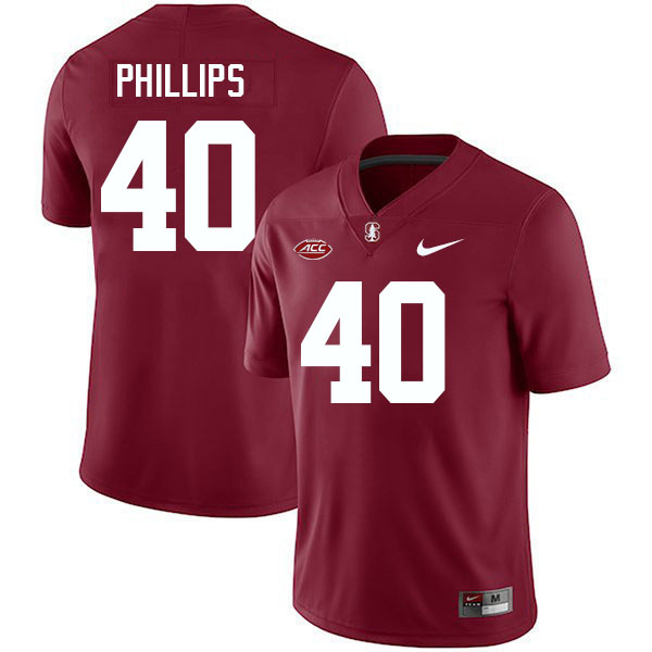 Tobin Phillips Stanford Jersey,Stanford Cardinal #40 Tobin Phillips Football Jersey-Cardinal